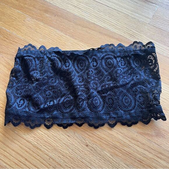 NWOT Intimately Free People Black Lace Sheer Bandeau Bra Reversible XS Small - Picture 3 of 5